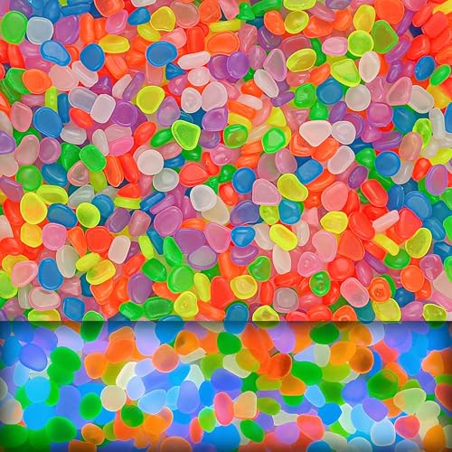 400pcs Glow in the Dark Rocks for Outdoor Garden & Aquarium – Luminous Stones for Landscaping, Pathway, Patio, Driveway, Walkway, Fish Tank, Plant Pots(Multicolor) - color: Multi