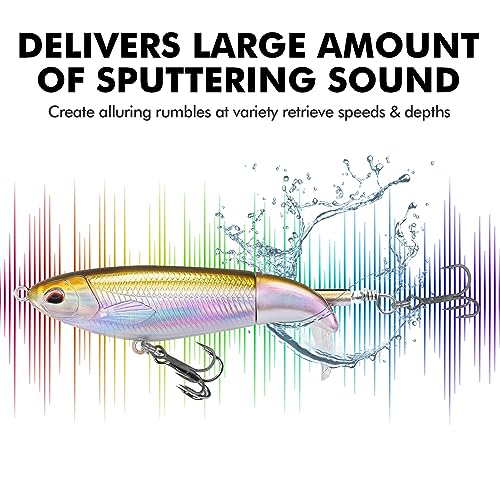 TRUSCEND Popobait Easy Catch Fishing Lures with BKK Hooks, Instant Startup, Longer Cast, Balanced Spray/Sound/Swim, Plopper Topwater Lures for Bass, Trout, Pike, Walleye, Freshwater Saltwater Fishing - color: D-3.5",0.35oz
