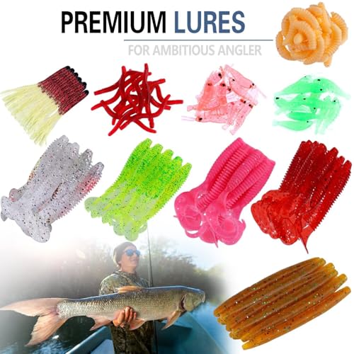 PLUSINNO Fishing Lures, All-in-One Fishing Tackle Box with Tackle Included, Fishing Gear Lure Bait Accessories Kit for Freshwater Bass Trout, Ideal Fishing Gifts for Men, Father & Beginners - color: 302Pcs Fishing Lures Kit
