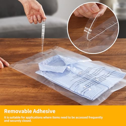 iMailer - 500 Count - 13" x 15" Clear Plastic Poly Bags with Suffocation Warning for Clothing, T-Shirts, Pants-Resealable Adhesive,Not Strong - size: 13" x 15", style: Resealable Glue