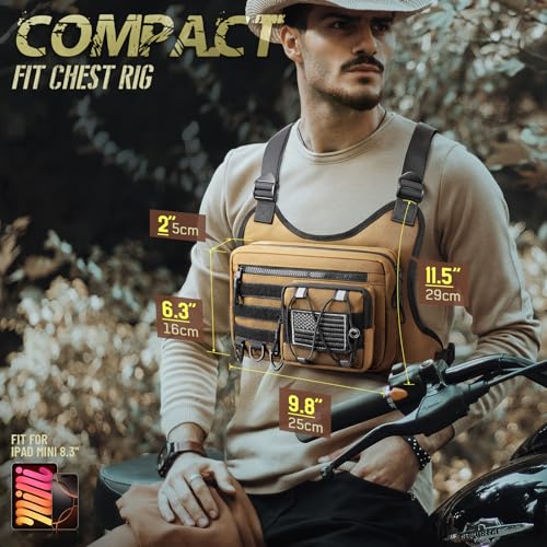 RXW Chest Bag for Men Women, Tactical Chest Rig Holster, EDC Chest Pack | Lightweight No Bounce Chest Holster for CCW EDC Tactical Use Secure Fit for Running Hiking Motorcycle Outdoor - color: Khaki