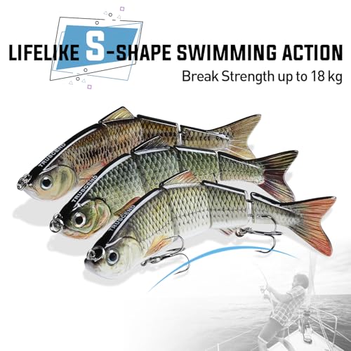 TRUSCEND Swimmax Easy Catch Fishing Lures with BKK Hooks, Wiggling, Vibrating, Rattling and Gurgling for More Bites, Heavy-Duty Dyneema Fiber Jointed Swimbaits for Bass, Trout, Crappie, Walleye, Pike - color: B2-4.7",0.6oz