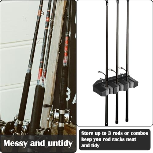 Seenelling 2 Pcs Magnetic Fishing Rod Holder for Car Fishing Pole Rack Vertical Rod Storage Holders for Truck Bed Boat Wall Garage Door - color: Gray, size: 3 Rods