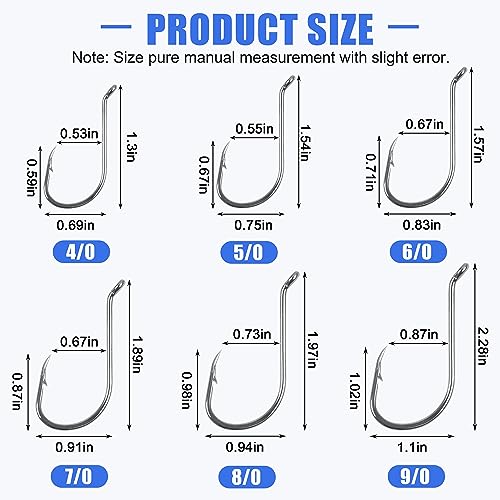 Octopus Fishing Hooks-120pcs Sport Circle Hooks Beak Offset Fishing Hooks Sharp High Carbon Steel Fishing Jig Hooks Black Fishhook for Saltwater Bass 8-9/0 - size: 8#-120PCS
