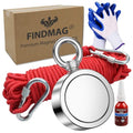 FINDMAG 1000 LBS Fishing Magnet Kit, Double Sided Stong Magnet Fishing with Rope, Magnetic Fishing Tool for Retrieving Items in River, Lake, Beach, Lawn - 2.95inch Diameter