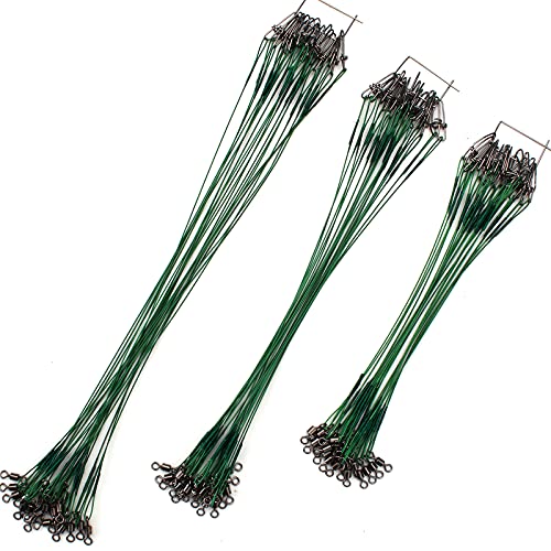 Fishing Leaders, Fish Line Stainless Steel Wire with Swivels Snap Connect Fishing Gear and Equipment Tackle Kit, for Lures Bait Rig Or Hooks, Fishing Gift - color: 50LB 60PCS Green