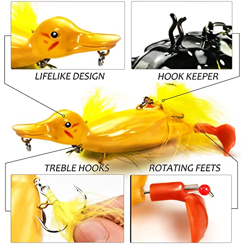 Topwater Duck Fishing Lures, Realistic Baby Duckling Baits Floating Artificial Hard Swimbaits for Bass Pike Musky Catfish Freshwater Saltwater Fishing - color: 1 Pcs-Yellow