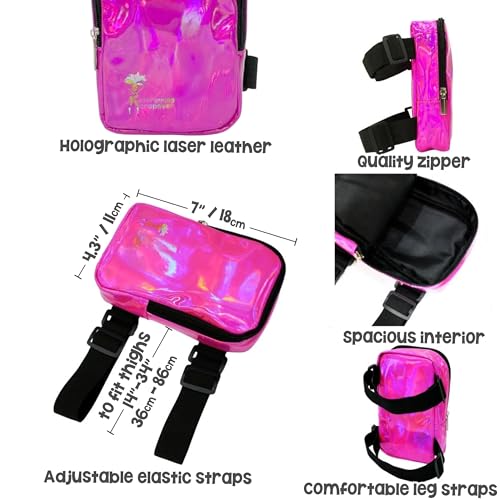 Holographic Thigh Bag | Leg Harness for Women | Outdoor Waist Pouch | Carnival Hiking Travel Fanny Pack with Adjustable Straps | Purple - color: Purple