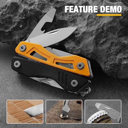VIRENKNIFE Multitool,13-in-1 Stainless Steel Multi Tool Pliers with Pocket Knife,Bottle Opener，Screwdriver，Perfect for Camping, Outdoor and Everyday Use,Gifts for Men Dad（Black & Yellow） - color: Black & Yellow