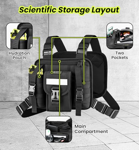 Sports Chest Pack for Men Women, Running Vest Bag Reflective Gear, Tactical Vest, for Cycling Hiking Skiing Camping Fishing Gym Workouts Dog Walking