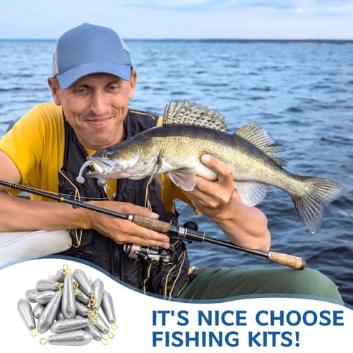 Landhoow Drop Shot Fishing Sinker Weights Kit Freshwater Catfishing Fishing Sinker Bass Casting Removable Line Saltwater Streamlined Snap Weight for Trolling Surf Tackle - size: 1 oz