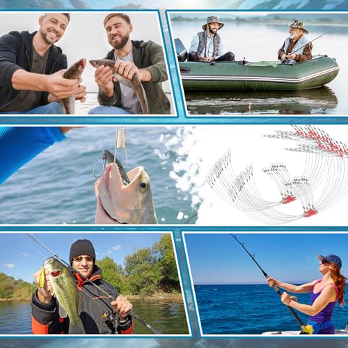 30 Pcs Fishing Leaders Saltwater Tackle Rig with Swivels Snap Stainless Steel Hooks Nylon Lines High Strength Fishing Wire Gear Equipment for Saltwater - size: 26.8 Inch, style: 2 Arm