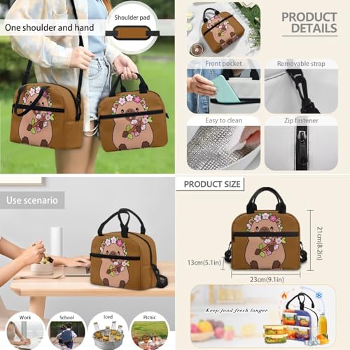 4 PCS Backpacks for Kids Capybara Backpack School Bag with Reusable Lunch Box Water Bottle Carrier Bag Pencil Case Set Preschool Kindergarten - color: Capybara Print