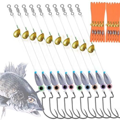 10Pcs Fishing Bullet Weights Texas Rigs Ready Kit,Worms, Sinker (10g/7g/5g), Worm Hooks, Carbon line,Spinner Blades，Eye Beads Bait, Fishing Bass Rig Saltwater Freshwater - size: 2/0, 7g