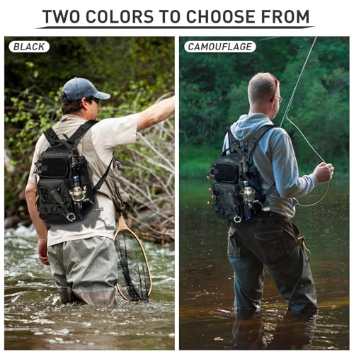 THKFISH Fishing Backpack with Rod Holder, Fishing Tool Kit, Water-Resistant Bag With Fishing Lures Kit, Fishing Tackle Box and Pliers Set for Men Women (Black Camo-87pcs) - color: Camo-87pcs