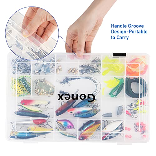 Gonex Fishing Tackle Boxes, 3600 3700 Tackle Trays with Adjustable Dividers, Clear Plastic Tackle Box Organizer Storage for Fishing Lure Bait Hook Jewelry Craft Beads Earring Container, 3 or 4 Packs - color: 4pcs 3700(Tray Size:14"x8.66"x1.85")