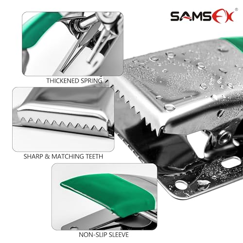 SAMSFX Fish Cleaning Board Tools - Fillet Clamp w/Screws Deep-Jaw Fish Tail Clip Board for Scaling Table Bait with Green Grip - color: Fish Clamps with Green Grip