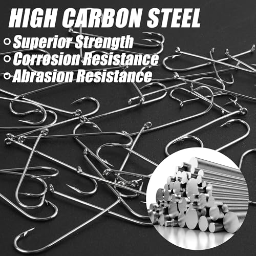 200pcs Fly Hooks for Fly Tying Dry Wet Barbless Nymph Flies Curved Fly Fishing Hooks IGN Carbon Steel Long Shank Jig Hook with Tackle Box 2# 4# 6# 8# 10# - color: Silver, size: 10# - 200 Pack