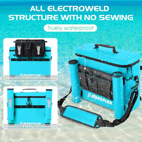 MORXPLOR Kayak Cooler,Waterproof Kayak Seat Back Cooler for Kayaking,Kayak Accessories Cooler Bag,Protable Ice Chest,Beach Cooler,Travel Cooler for Camping or Lunch Bag - color: Sky blue