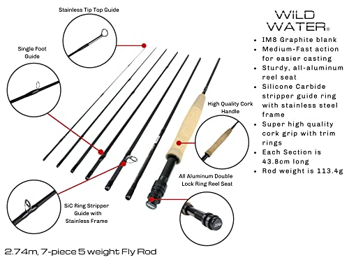 Wild Water Fly Fishing 5wt 9ft 7-piece Standard Fly Fishing Kit