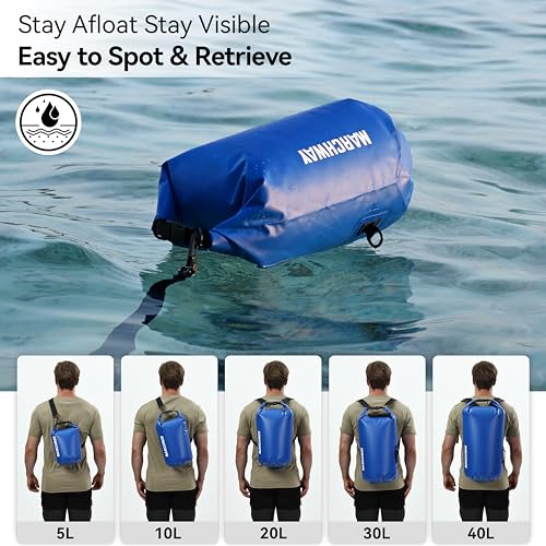 MARCHWAY Floating Waterproof Dry Bag Backpack 5L/10L/20L/30L/40L, Roll Top Sack Keeps Gear Dry for Kayaking, Rafting, Boating, Swimming, Camping, Hiking, Beach, Fishing - color: Dark Blue, size: 10L
