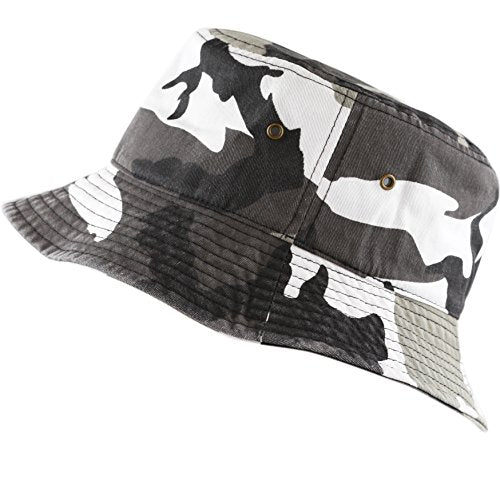 Cotton Bucket Hat Packable Sun Hat – Unisex Summer Travel Beach Fisherman Hat for Men Women Outdoor Fishing Hiking - color: City Camouflage, size: Large-X-Large