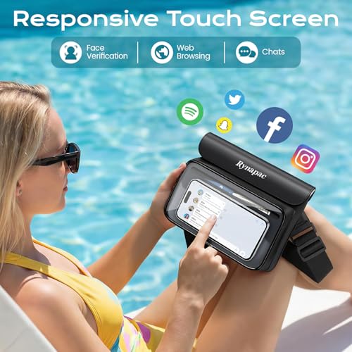 IPX8 Waterproof Fanny Pack, [Up to 8.5"] Waist Bag for Women, Floating Phone Pouch Dry Bag for iPhone 17 16 15 Pro Max, Passport, Wallet, Card, Travel Beach Kayaking Boating Essentials, 2 Pack - color: Pink + Green
