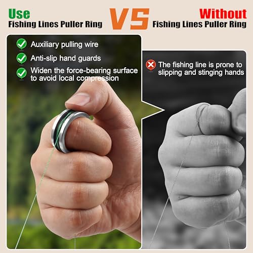 OROOTL Fishing Line Ring Knot Tying Tool, 2pcs Fishing Knot Tying Tool Alloy Line Dragger Tightener Ring FG GT Knot Puller PE Fishing Line Knotting Device Accessories for Saltwater Freshwater - color: Silver-2pcs