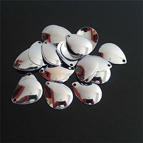 ANER 50pcs Deep Cup Fishing Lures Copper Spinner Blades DIY Fishing Lures Accessories for Hard Lures Worm Spinner Baits Spoons Rigs Making - color: Silver