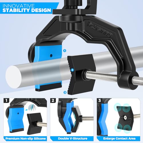 PLUSINNO 1/2/4 Pack Fishing Rod Holders for Boat, Fishing Rod Holder with Enlarge Clamp, Innovative Dual-V Shaped Design, Fit Round/Square Tube Boat Fishing, Fishing Gear, Fishing Gifts for Men - color: Rod Holder-2 Pack