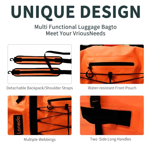 80L Dry Bag Large Waterproof Bag Roll-Top Heavy Duty Fishing Duffel Bag with Durable Straps & Handles for Kayaking Paddle boarding Boating Rafting Fishing - color: Orange
