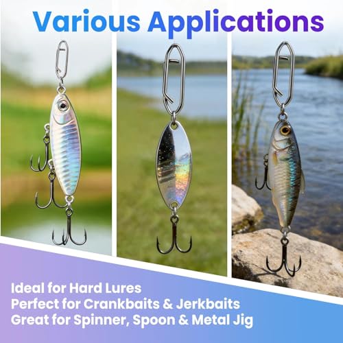 Power Fishing Clip - Fishing Speed Clips 50Pcs Stainless Steel Quick Change Connector,Link Split Rings Snaps for Lures Saltwater Size S# M# L# - size: S#_50pcs