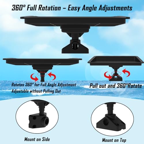 Adjustable Boat Bait Cutting Board – 360° Rotating Nylon Cutting Board Bait Table with Measuring Lines, Tool Slots, Drain Holes & T-Track Compatibility