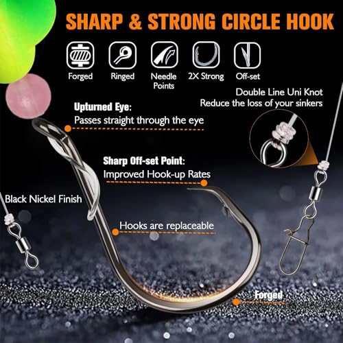 Dovesun 10PCS/4PCS Pompano Rigs for Surf Fishing Saltwater Fishing Rigs with Floats and Beads Unique Double-Line T-Knot Pre-Rigged Surf Fishing Gear & Tackle with Circle Hooks - color: Propeller Float(2colors)*4PCS, size: 2/0 Hook