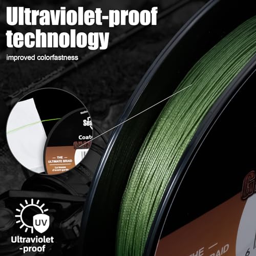 SeaKnight G9 II 8+1 Braide line, 9 Strands Braided Fishing Line Fast Sinking Fishing Line 164Yds/328Yds Seawater-Proof UV-Proof Coated PTFE Sea Fishing Line Braid 17-80LB - color: Yellow, size: 33LB(0.23mm)-164Yds