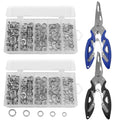 400 PCS High Strength Heavy Stainless Steel 30lb to 95lb Split Ring Lure Connector and 2 PCS Fishing Pliers, Heavy Duty Bait Rings, Tackle Connectors