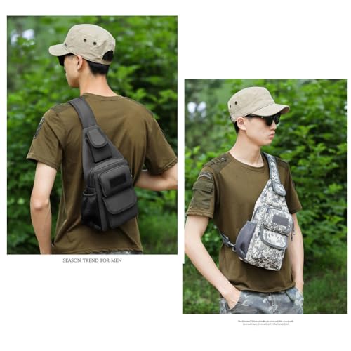 Sling Bag Crossbody Backpack for Men, Tactical Chest Shoulder Bags Daypack | Camouflage Cross Body Bag with Convertible Waterproof Shoulder Strap Trendy Casual Daypacks and Water Bottle Holder Chest Bag - color: Black 2