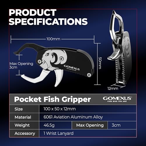 GOMEXUS Fish Lip Gripper, Portable Lightweight Fish Gripper, Aluminium Fish Grabber Tool, Lip Grippers Fishing, Mini Fishing Gripper with Lanyard - color: Purple