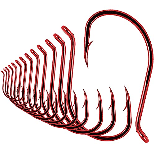 Octopus-Hook-Fishing-Beak-Circle-Hooks-Freshwater-Red-Black-100-50 Pack - color: 1-Red, size: Size:10 100-Pack