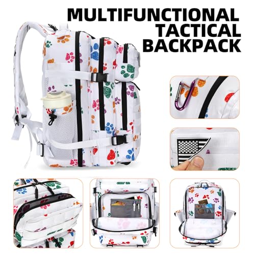 Lovelinks21 25L Tactical Military Backpack Small Travel Rucksack for Men and Women Assault Pack Bug Out Bag Molle Daypack Gym Backpack with Bottle Holder (Cat Paw) - color: Cat Paw