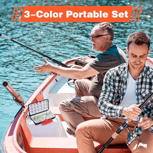 3 Pack Waterproof Fishing Tackle Box, Double-Sided with 19 Adjustable Dividers, Leakproof Bait Storage Case for Trout Ultralight Fishing & Travel (Green, Orange, Black)