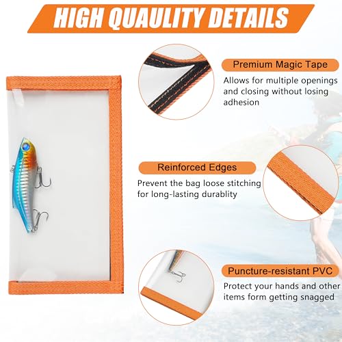 Fishing Lure Wraps, Fishing Hook Covers Durable Clear PVC Lure Covers Keeps Fishing Safe Easily See Lures Bait Storage Protector - color: Orange, size: 2pcs Large+2pcs Medium