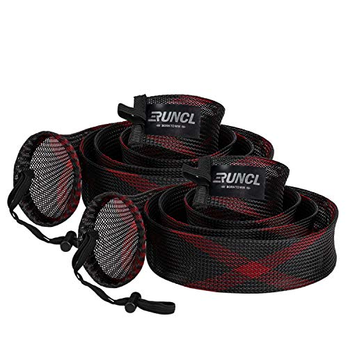 RUNCL Fishing Rod Sleeves & Reel Bags, Spinning/Casting Rod Socks & Spinning/Baitcasting Reel Covers - Protection Solution, Space Saver, Perfect Storage - Fishing Pole Sleeves & Reel Pouch (2 Pack) - color: Casting Rod Sleeves*2pcs,(Red & Black)
