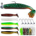 30Pcs Paddle Tail Swimbaits Soft Lures Kit with 5 Lead Jig Heads | Boxed Fishing Set for Bass, Trout, Walleye, Crappie | 2.6in Saltwater/Freshwater Ready | Durable High-Visibility Swimbaits