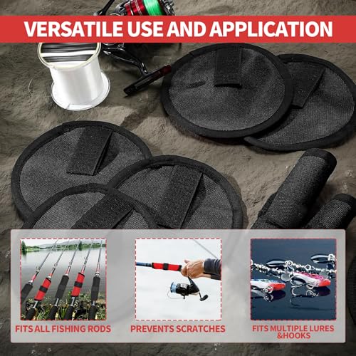 Fishing Hook Covers, 5.9 Inch Fishing Lure Covers, Lure Shield, Tackle Wraps for Most Fishing Rods，Roll Up Fishing Lure Wraps to Keep Fishermen Fishing Safe for Fishing Rod (Red) - size: 6pcs