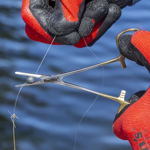 Smith’s 51391 5” Fly Fishing Forceps | Stainless Steel Material | Large Finger Loops | Three Locking Positions | Serrated Jaws | Fly Fishing Forceps | Hook Remover