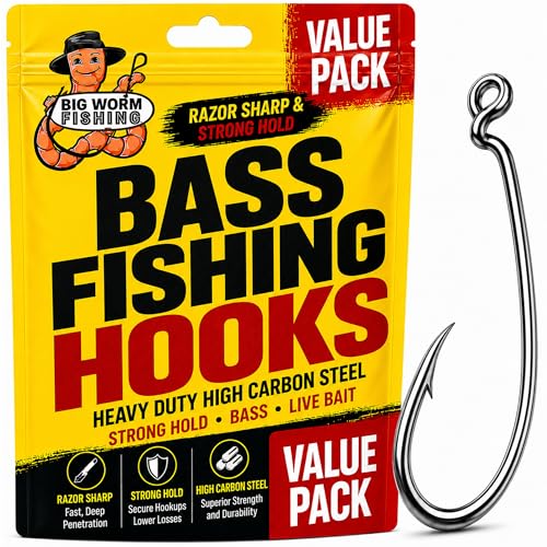 Worm Hooks for Bass Fishing- Texas Rig - Ewg