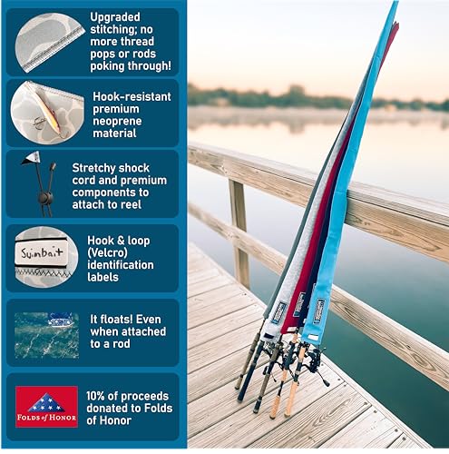 Premium Neoprene Fishing Rod Sleeve – Floating, Puncture Resistant, Labeled Protective Sock for Casting, Spinning, Trolling Fishing Rods - color: Blue, size: 60", style: Spinning