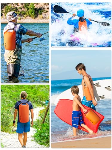 HEETA Waterproof Dry Bag for Women Men, 5L/10L/20L/30L/40L Roll Top Lightweight Dry Storage Bag Backpack with Emergency Whistle for Travel, Kayaking, Boating, Camping, Beach, Cruise Ship Essentials - color: Orange, size: 5L