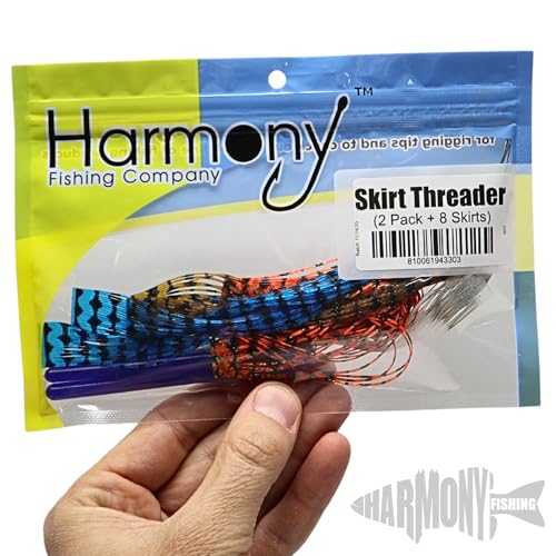 Harmony Fishing – Skirt Threader Tool (2-Pack + 8 Silicone Skirts) - Create Custom Fuzzy Dice Style Bass Baits